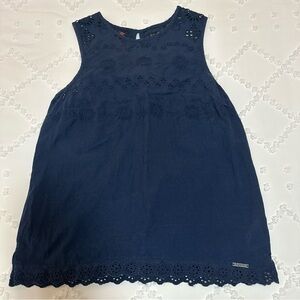 Superdry 100% Cotton Women’s XS Navy Tank Top w/ eyelet details